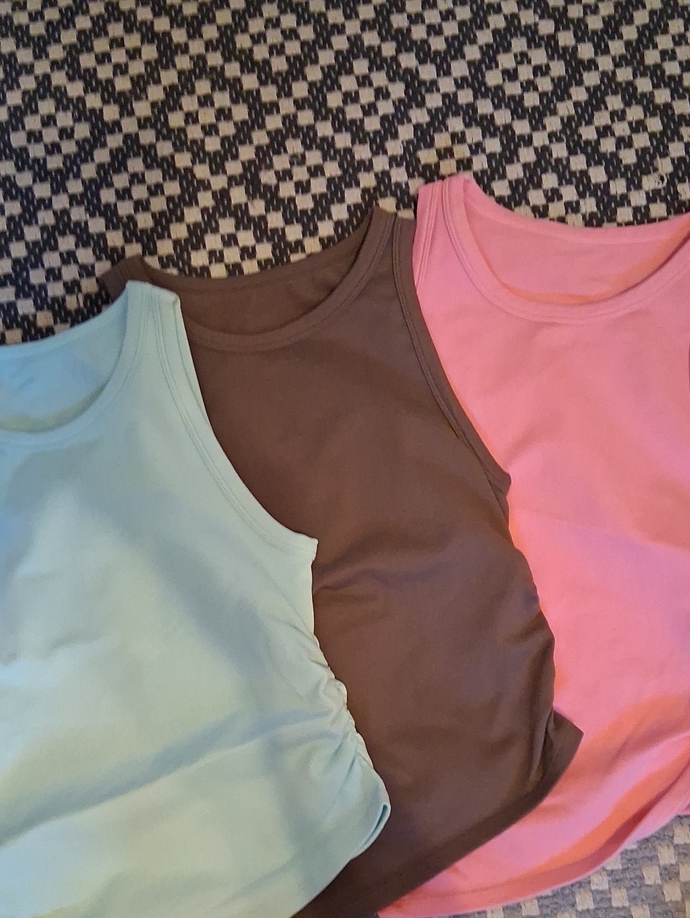 Casual Ribbed Tank Tops in Mint and Pink